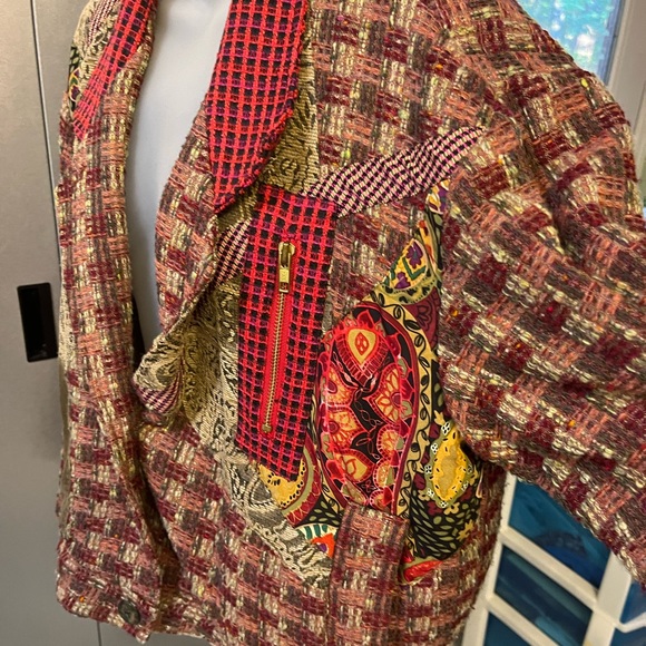 VTG 80’s Canvasbacks Patchwork Jacket Blazer L - Picture 4 of 8